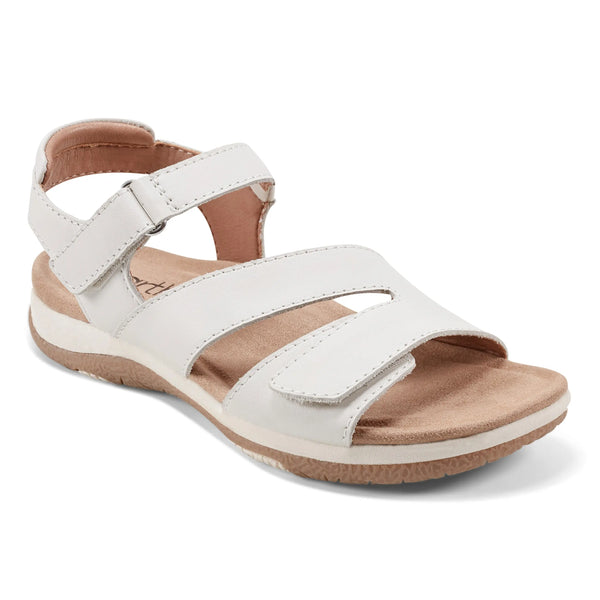 Earth Shoes Sureal Casual Strappy Round Toe Flat Sandals Ivory