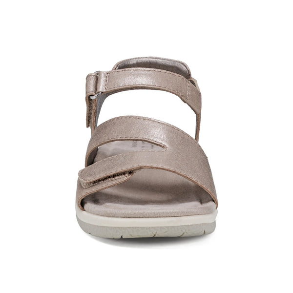Earth Shoes Sureal Casual Strappy Round Toe Flat Sandals Pewter