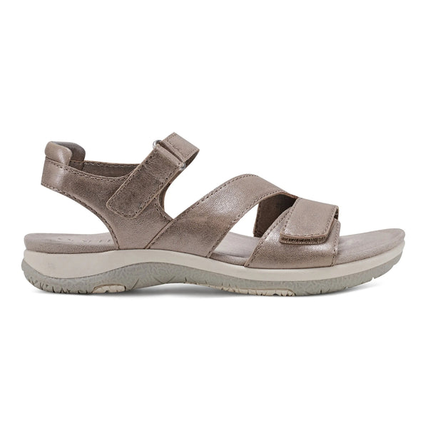 earth shoes Sureal Casual Strappy Round Toe Flat Sandals Pewter