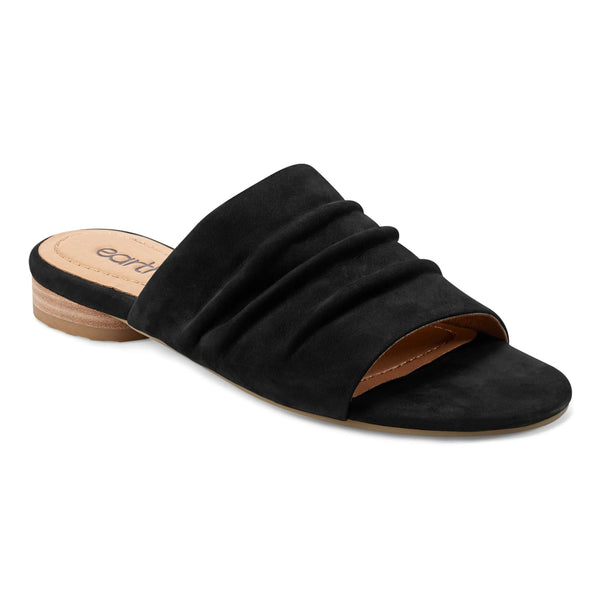 Earth Shoes Talma Ruched Flat Slip-On Sandals Black