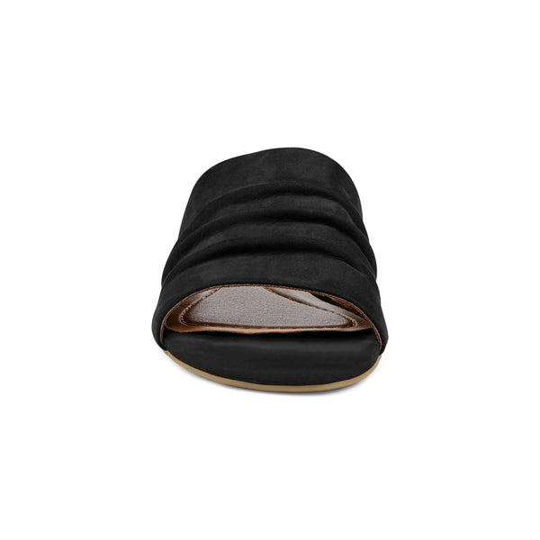Earth Shoes Talma Ruched Flat Slip-On Sandals Black