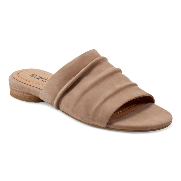 Earth Shoes Talma Ruched Flat Slip-On Sandals Taupe