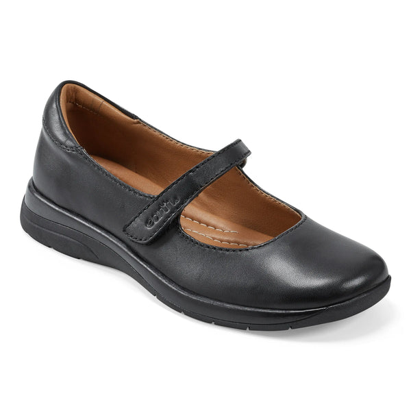 Earth Shoes Tose Lug Sole Square Toe Casual Ballet Flats Black