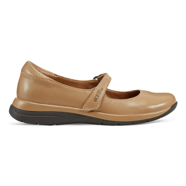 earth shoes Tose Lug Sole Square Toe Casual Ballet Flats Medium Natural