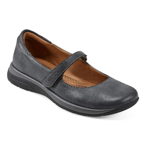 Earth Shoes Tose Lug Sole Square Toe Casual Ballet Flats Pewter