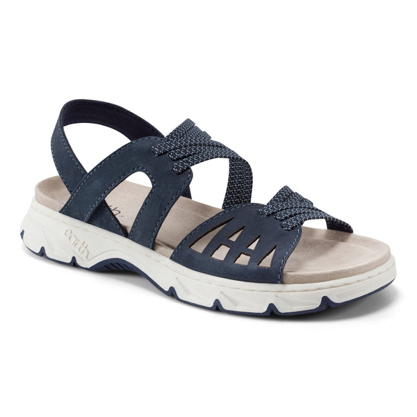 Earth Shoes Vernon Strappy Slingback Casual Flat Sandals Dark Blue