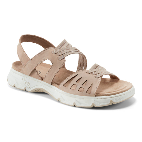 Earth Shoes Vernon Strappy Slingback Casual Flat Sandals Light Natural