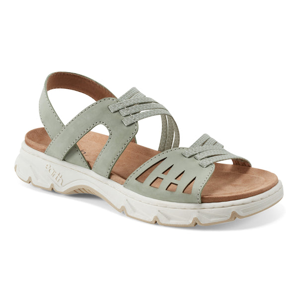 Earth Shoes Vernon Strappy Slingback Casual Flat Sandals Light Green