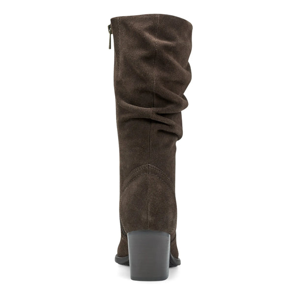 Earth Shoes Vine Block Heel Almond Toe Casual Boots Dark Brown