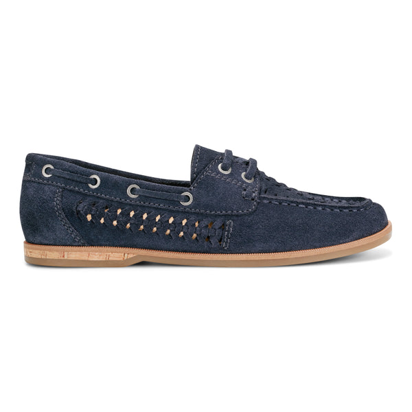 earth shoes Wishing Almond Toe Slip-on Flat Casual Loafers Dark Blue
