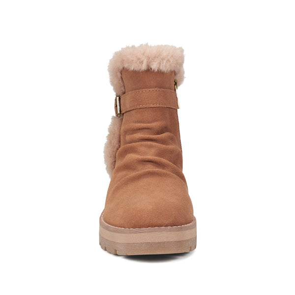 Earth Shoes Yara Waterproof Lug Sole Casual Ankle Booties Medium Natural