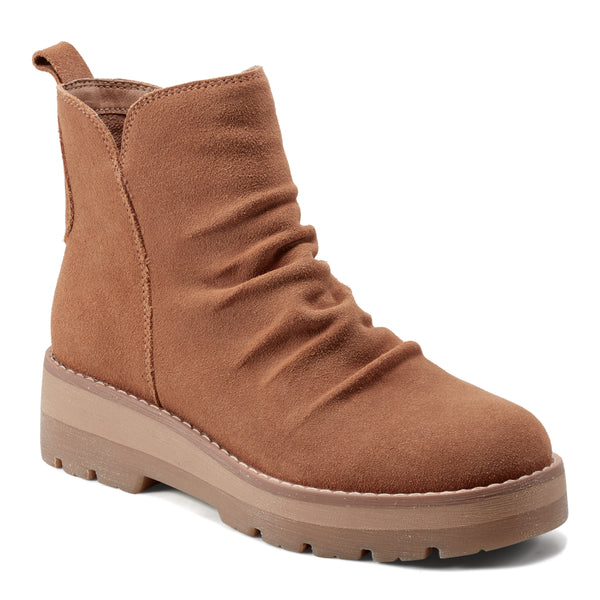 Earth Shoes Yonder Waterproof Ruched Lug Sole Casual Booties Medium Natural