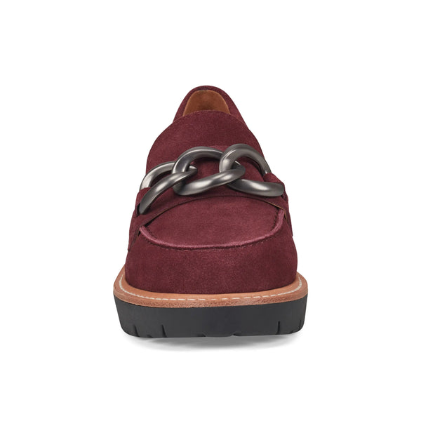 Earth Shoes Zalor Round Toe Lug Sole Casual Slip-on Loafers Dark Red