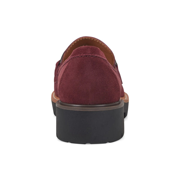 Earth Shoes Zalor Round Toe Lug Sole Casual Slip-on Loafers Dark Red