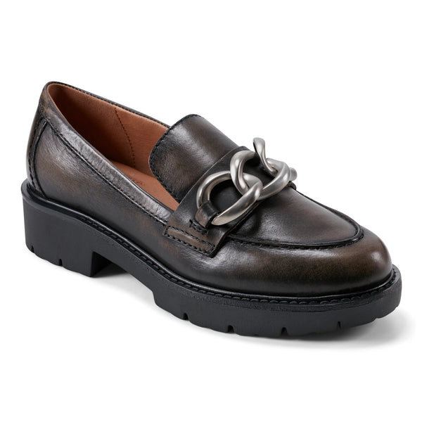 Earth Shoes Zalor Round Toe Lug Sole Casual Slip-on Loafers Dark Brown