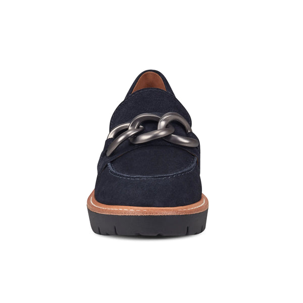 Earth Shoes Zalor Round Toe Lug Sole Casual Slip-on Loafers Dark Blue
