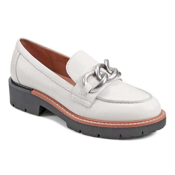 Earth Shoes Zalor Round Toe Lug Sole Casual Slip-on Loafers Ivory