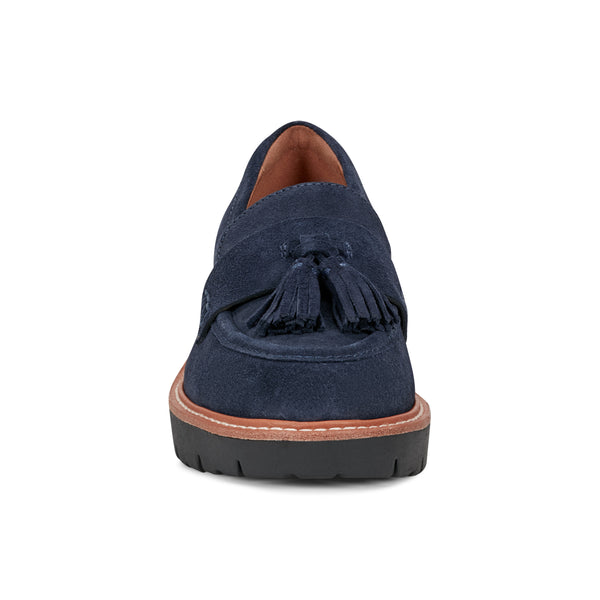 Earth Shoes Zimm Round Toe Lug Sole Casual Slip-on Loafers Dark Blue