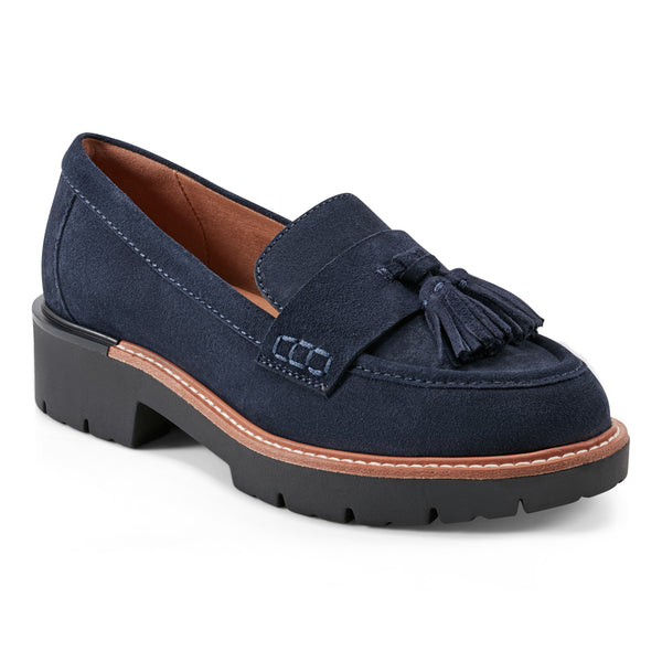 Earth Shoes Zimm Round Toe Lug Sole Casual Slip-on Loafers Dark Blue
