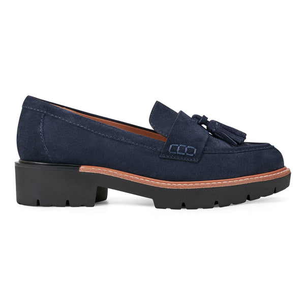 earth shoes Zimm Round Toe Lug Sole Casual Slip-on Loafers Dark Blue