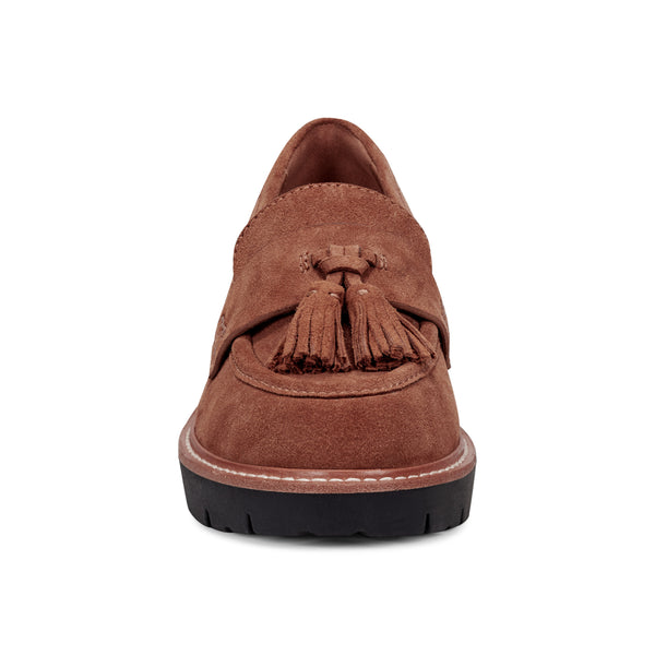 Earth Shoes Zimm Round Toe Lug Sole Casual Slip-on Loafers Medium Brown