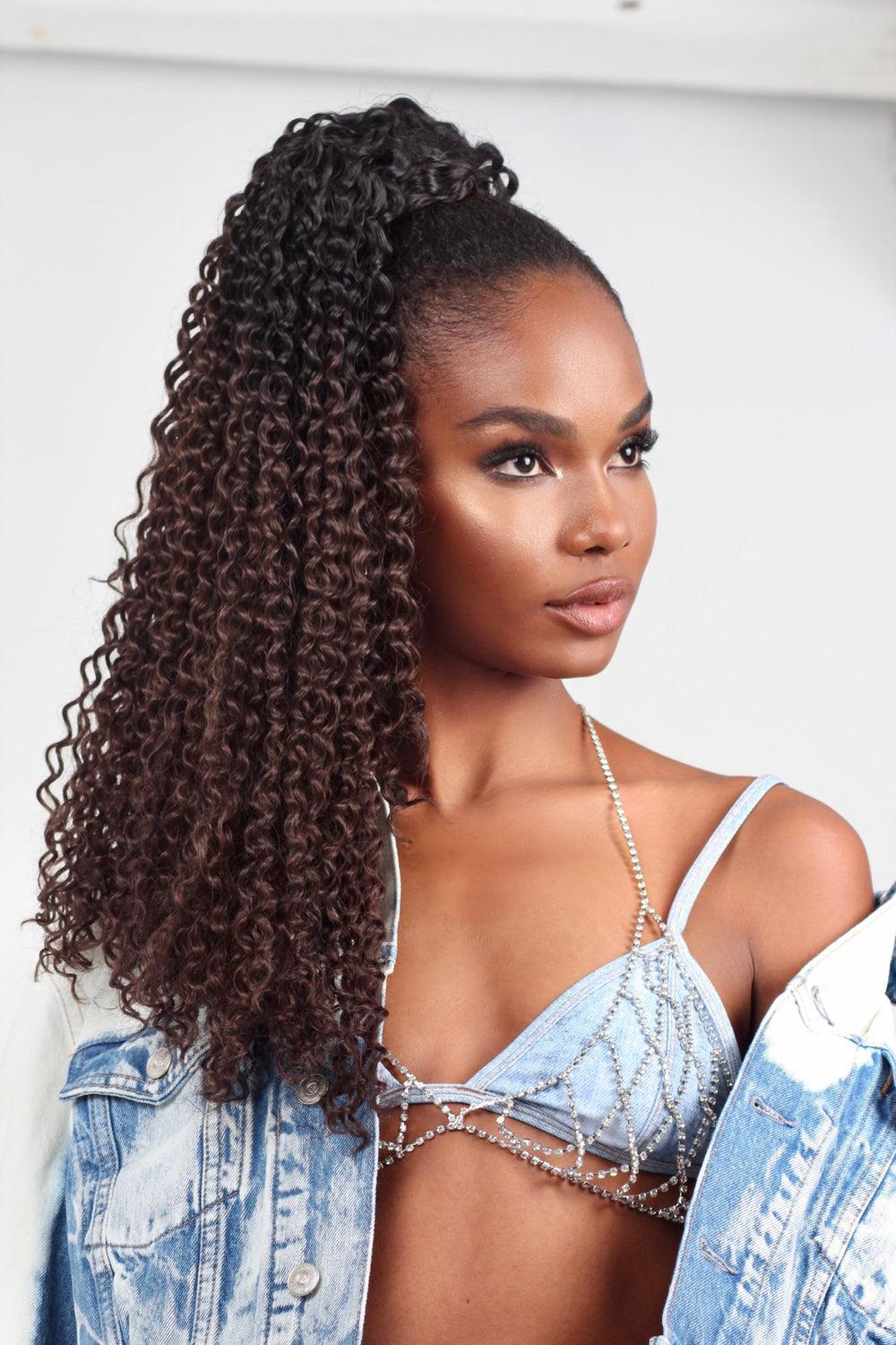 Easilocks 20" Kinky Curly Clip-In Ponytail Mocha Balayage