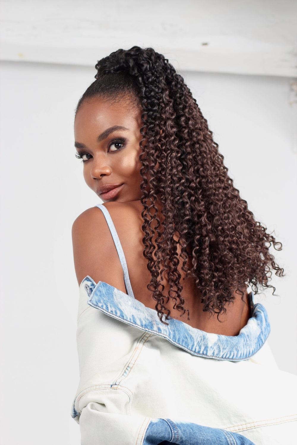 Easilocks 20" Kinky Curly Clip-In Ponytail Mocha Balayage