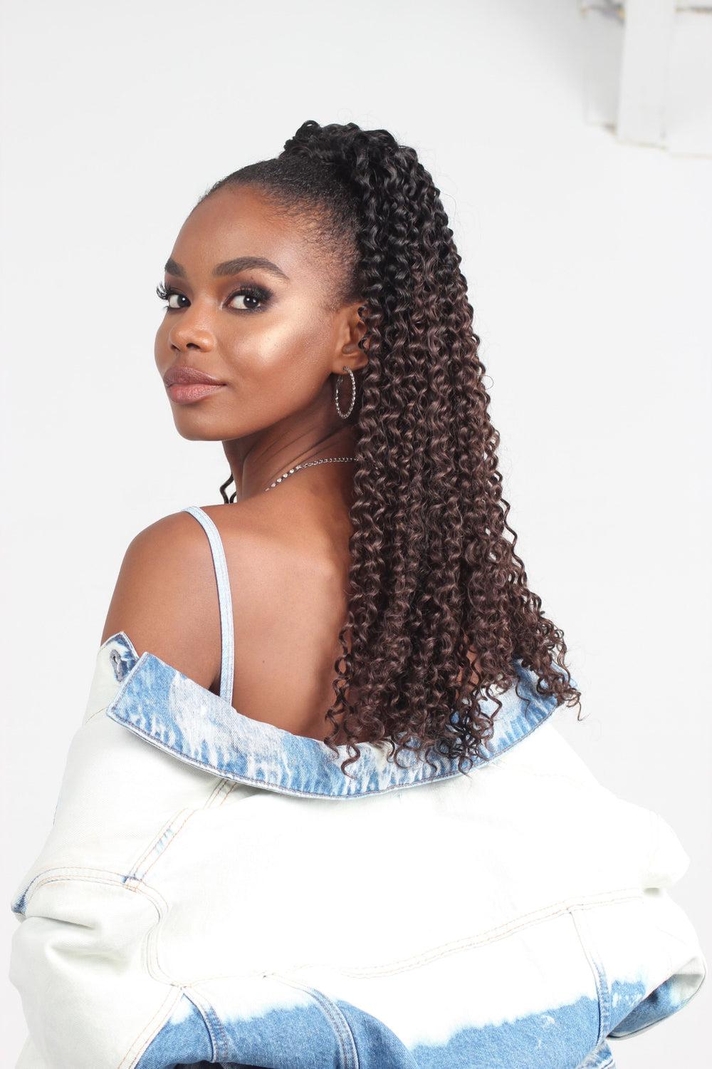 Easilocks 20" Kinky Curly Clip-In Ponytail Mocha Balayage