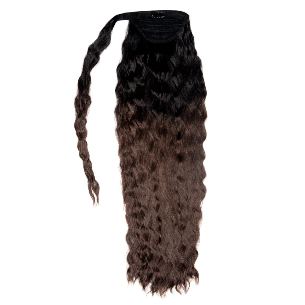 easilocks 24" Deep Wave Clip-in Ponytail Mocha Balayage