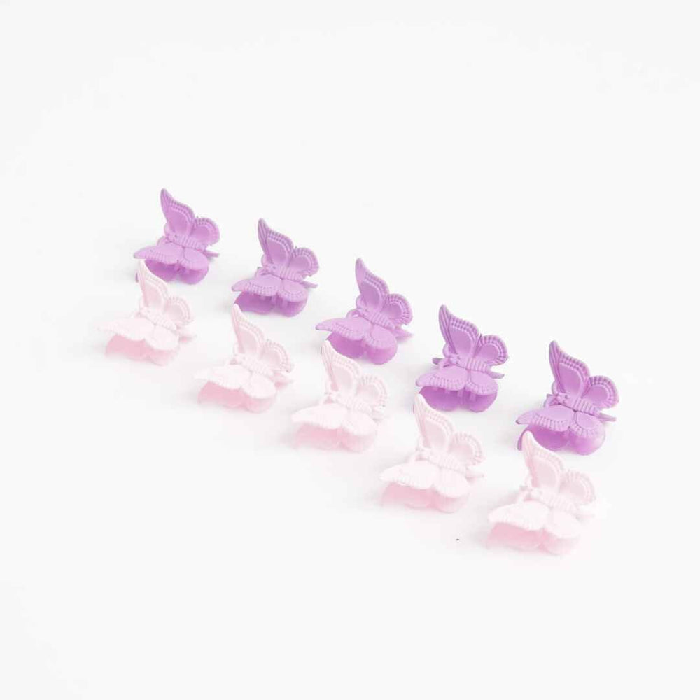 Easilocks Butterfly Clips Pink & Purple Cluster X 10 Default Title