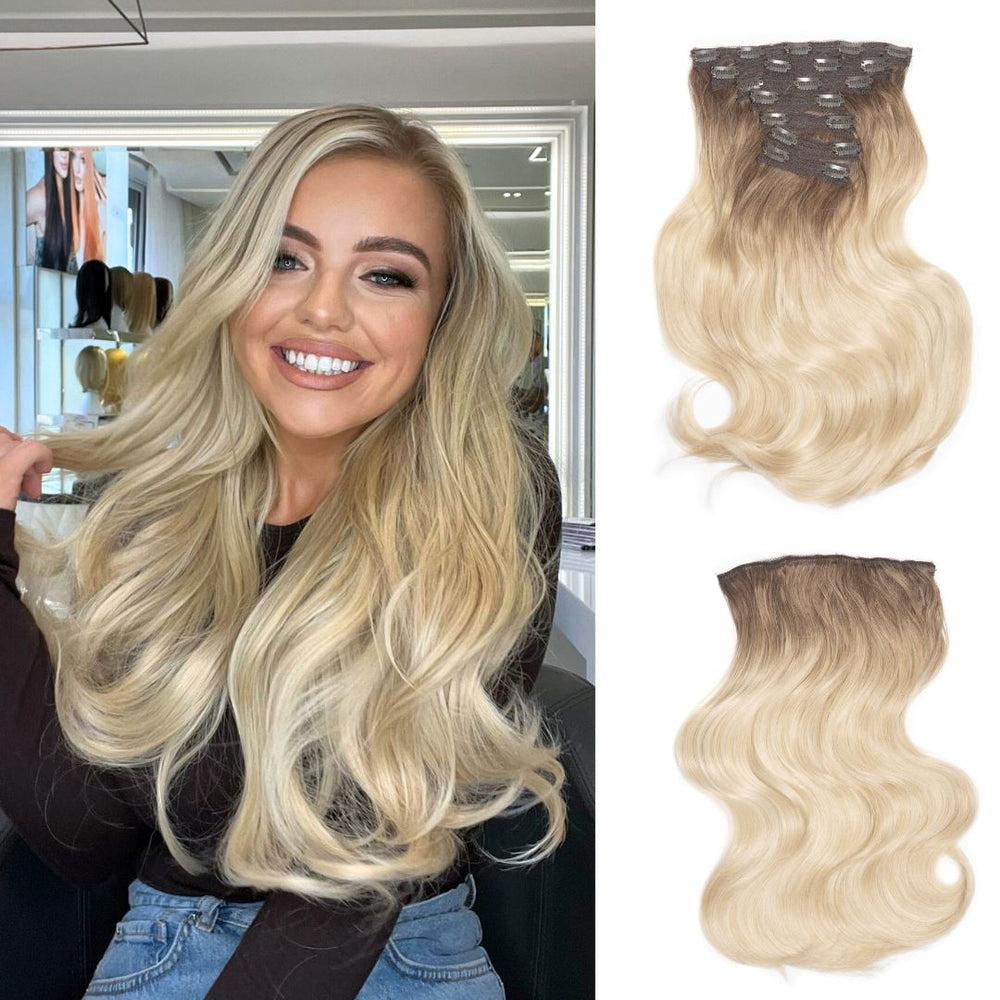 easilocks Clip in Volume Bouncy - 20" - Easilocks - HD Memory Fibre Technology - 180g of Full Volume Hair - Heat-Resistant Up to 150 degrees Ash Blonde