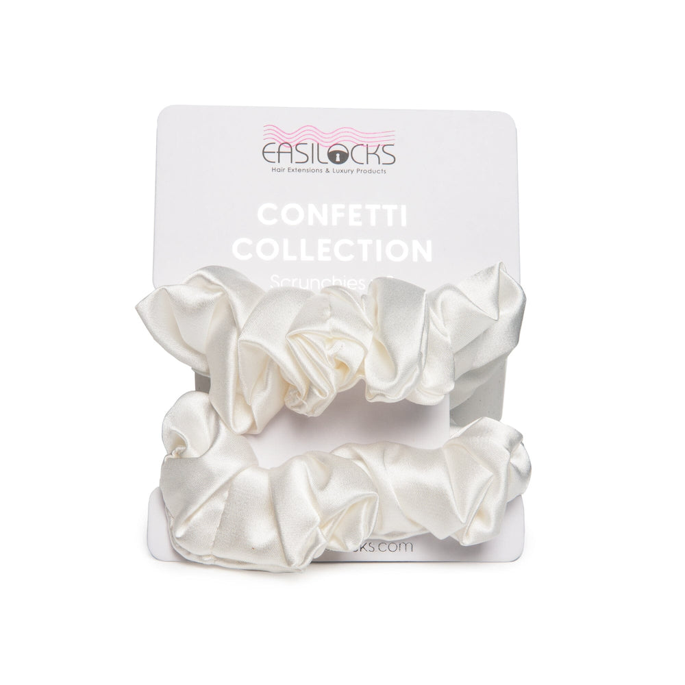 easilocks Confetti Collection Bridal Scrunchies x 2 - White Default Title