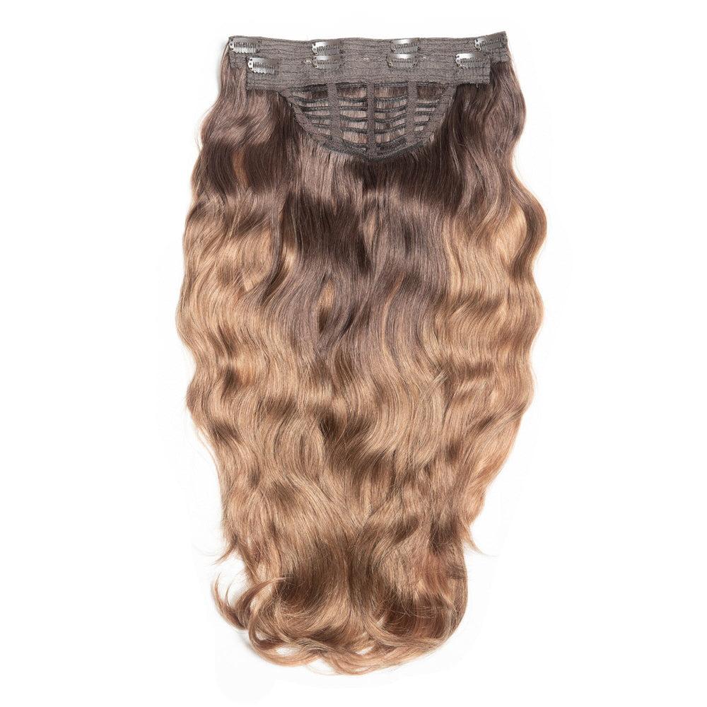easilocks Double Human Hair Wavy Clip In Hair Extensions - 16" & 22" Toffee