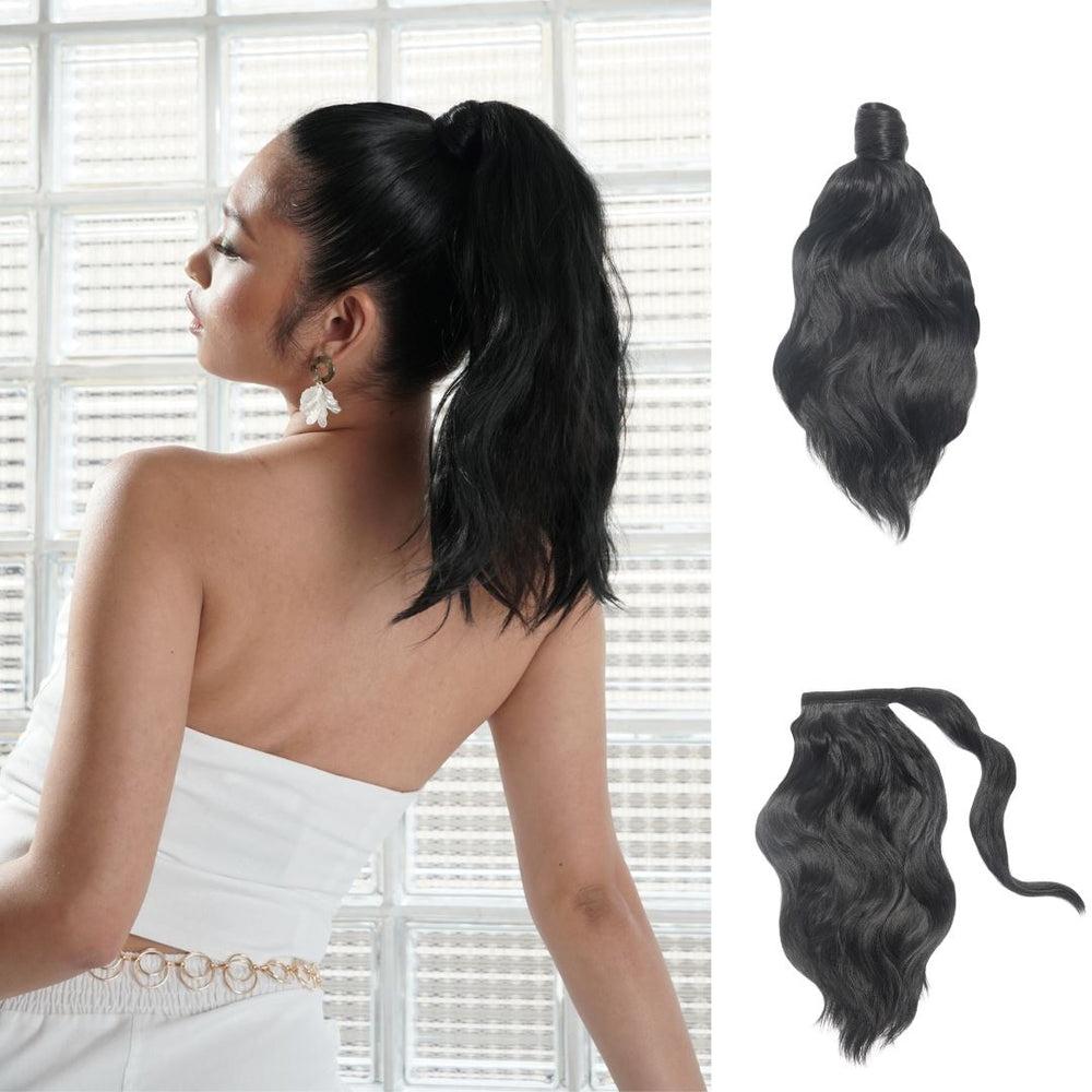 easilocks 14 inches Wavy Ponytail Ash Blonde