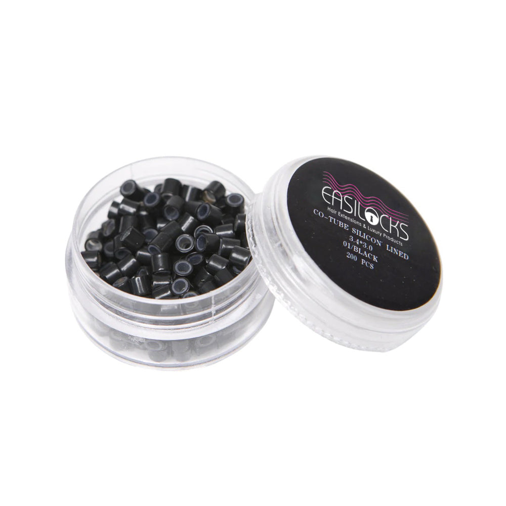 easilocks Easilocks Professional Hair Extension Silicone Lined Co-Tube Locks - 3.4 x 3.0 Black
