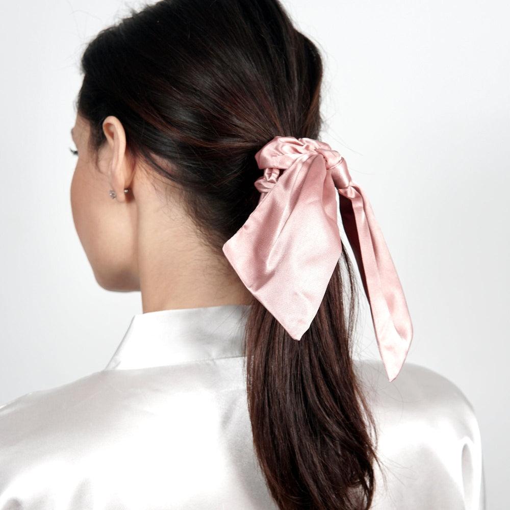 Easilocks Satin Ribbon Scrunchie (Short) Rose