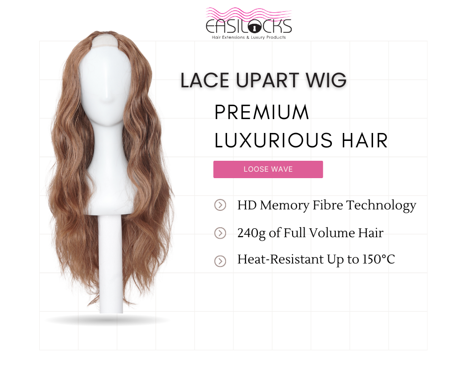 Easilocks The Loose Wave HD Fibre 24" Lace U Part Wig Mocha Brown