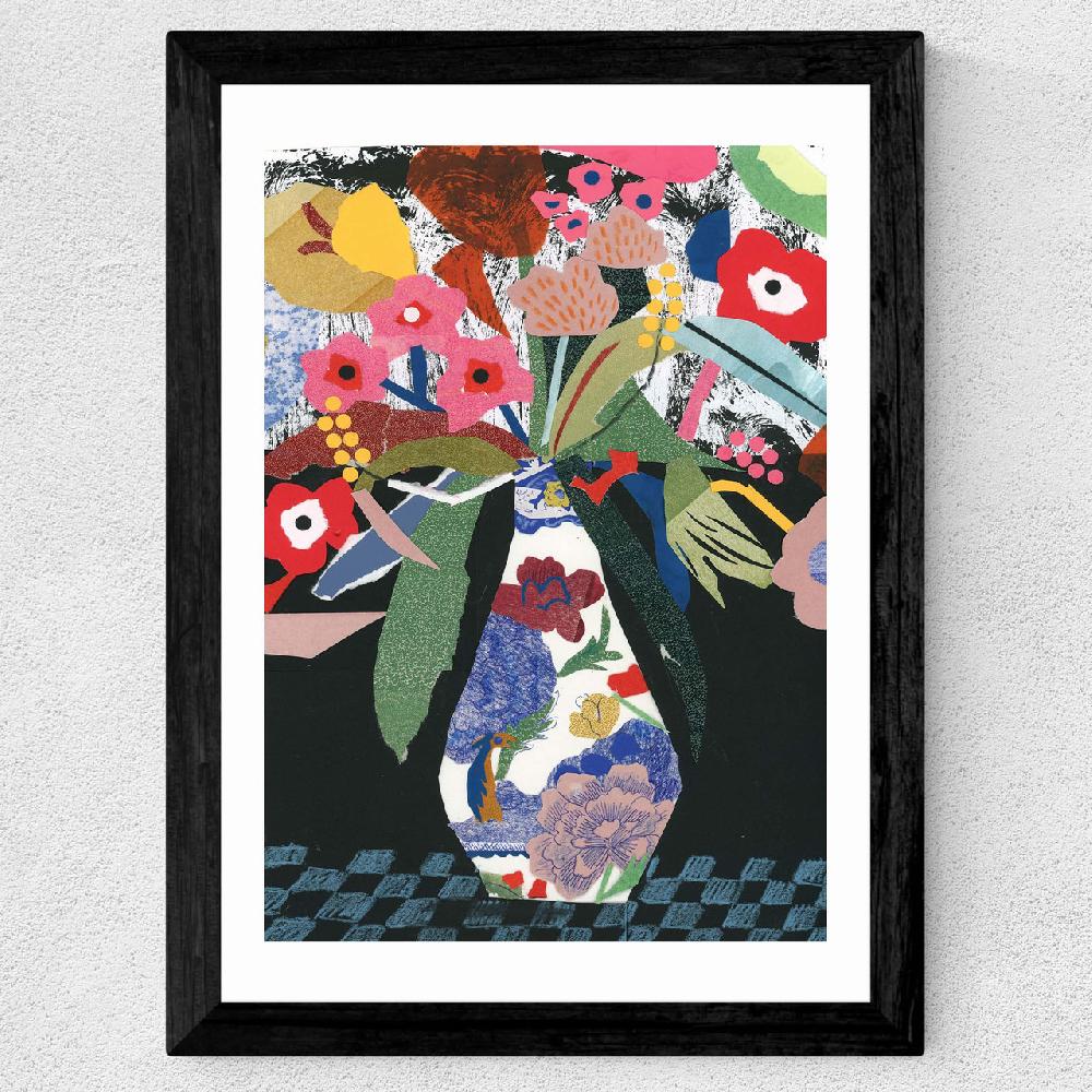 East End Prints Colourful Floral Collage Still Life With Vase