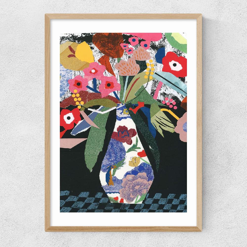 East End Prints Colourful Floral Collage Still Life With Vase