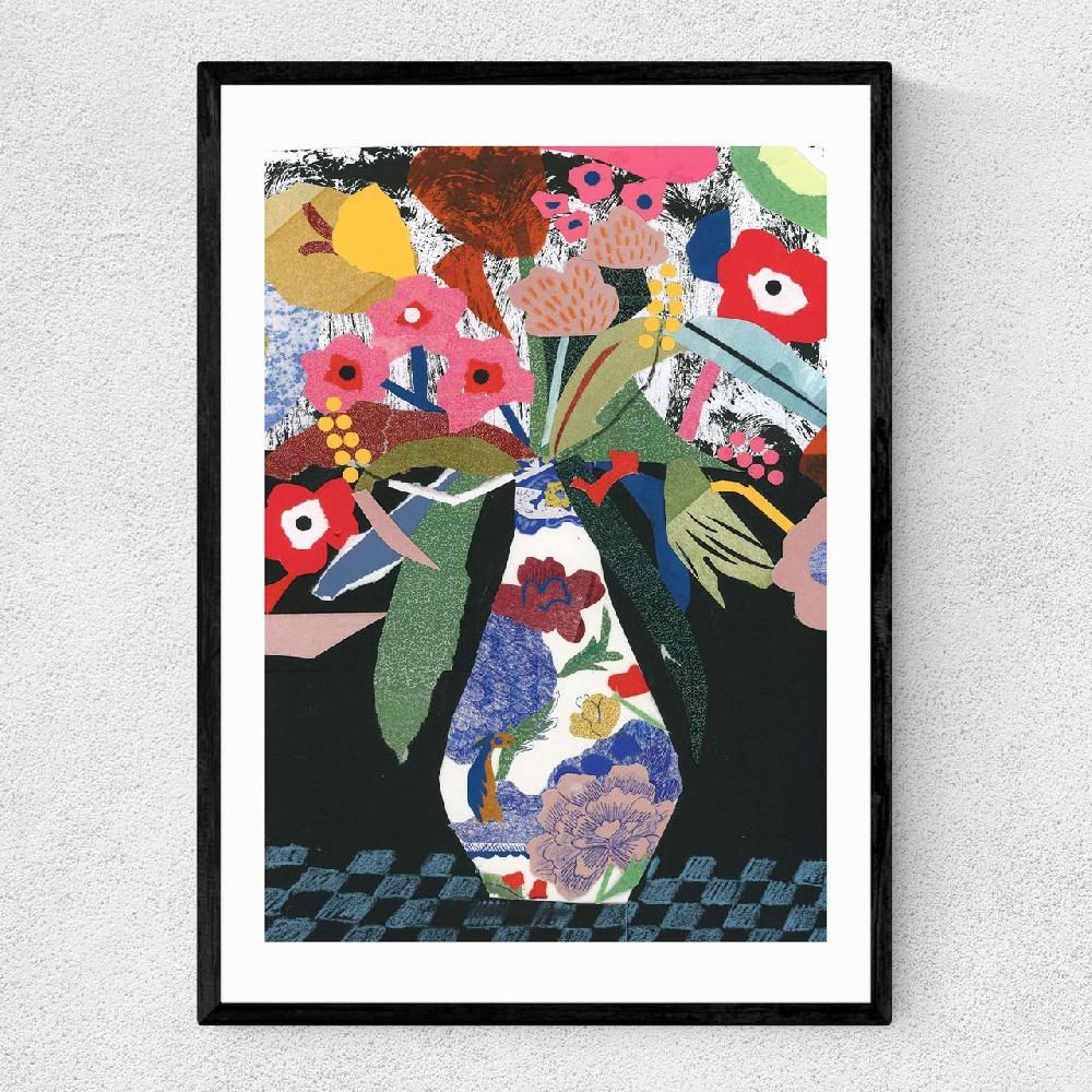 east end prints Colourful Floral Collage Still Life With Vase