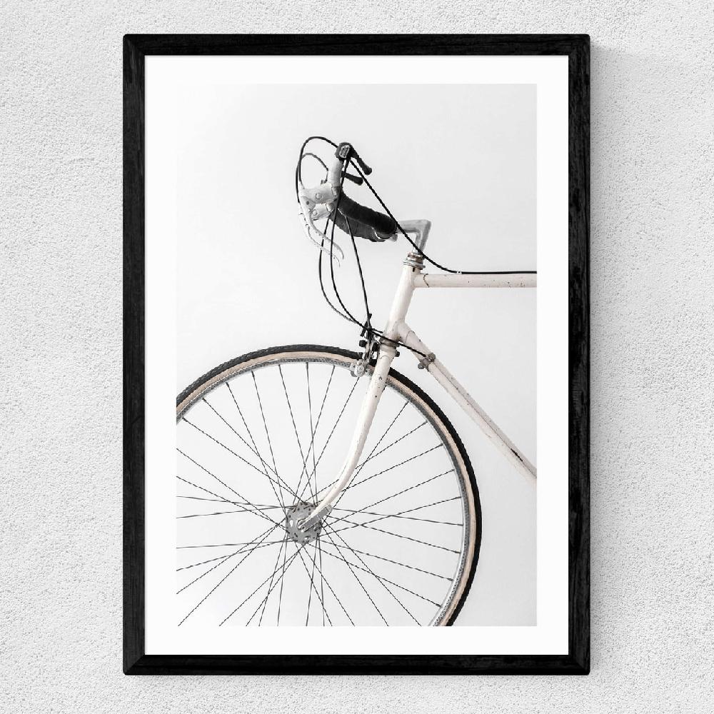 East End Prints 338 White Minimal Bicycle