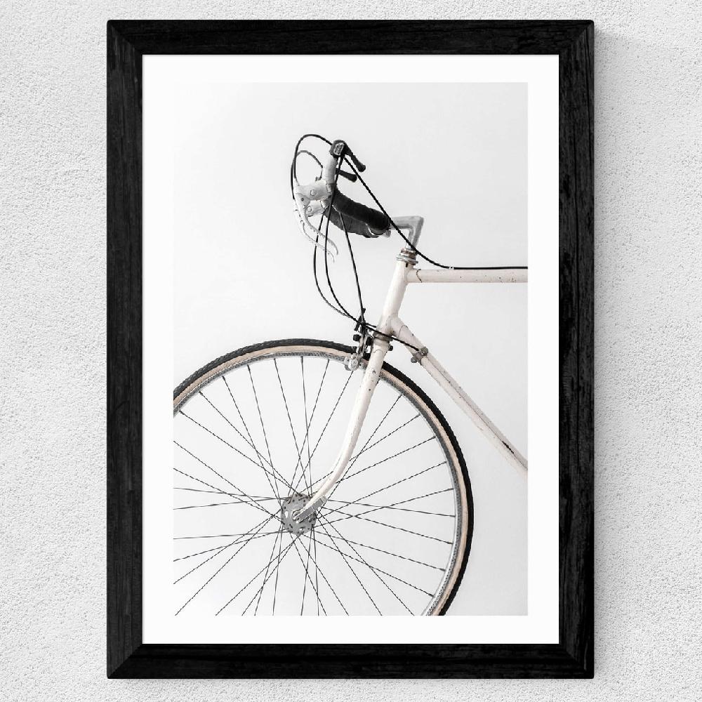 East End Prints 338 White Minimal Bicycle