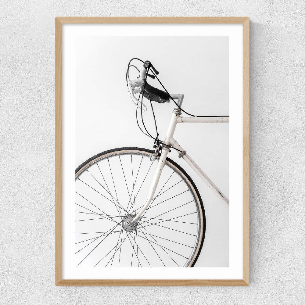 East End Prints 338 White Minimal Bicycle