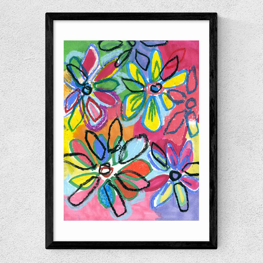 East End Prints Abstract Bright Flowers
