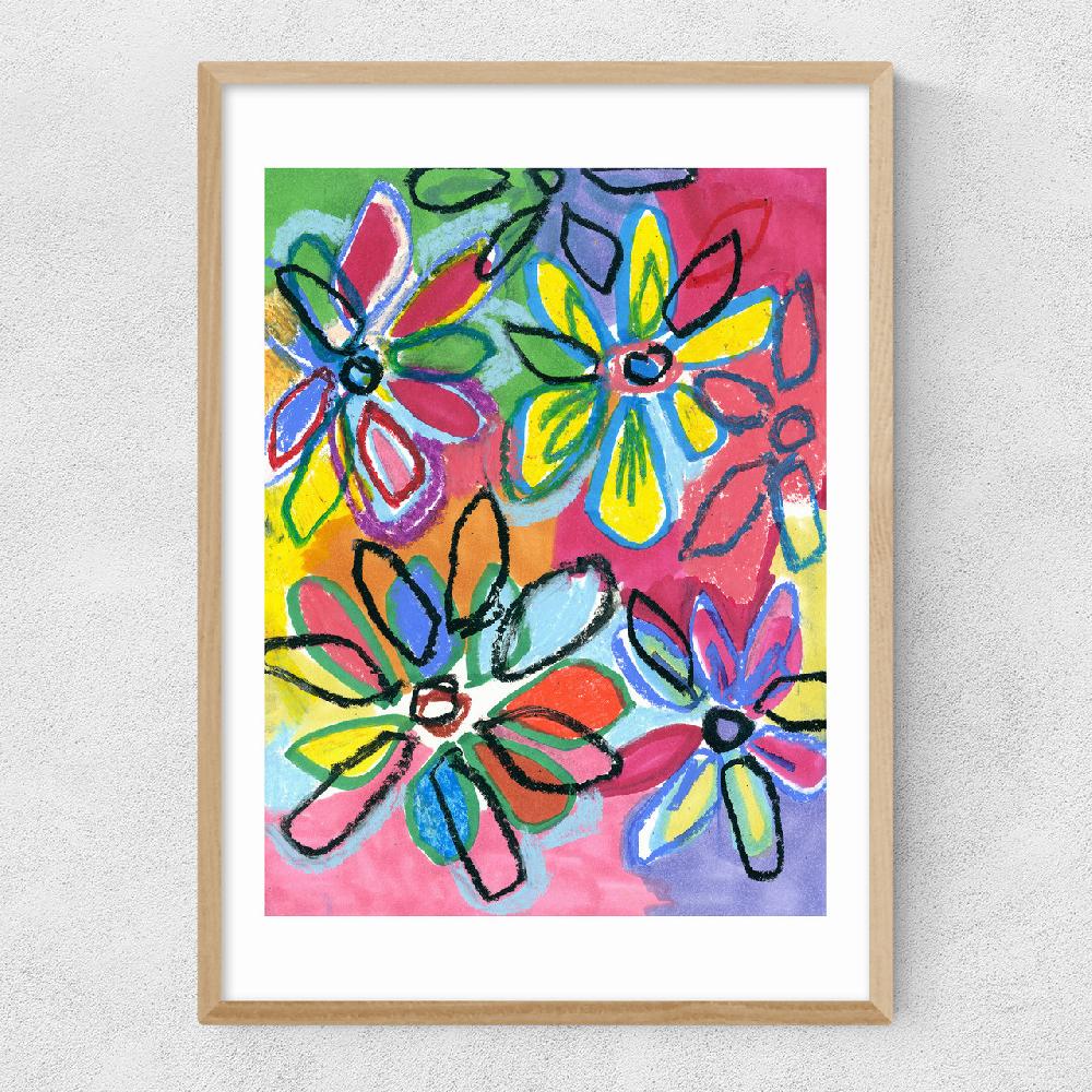 East End Prints Abstract Bright Flowers