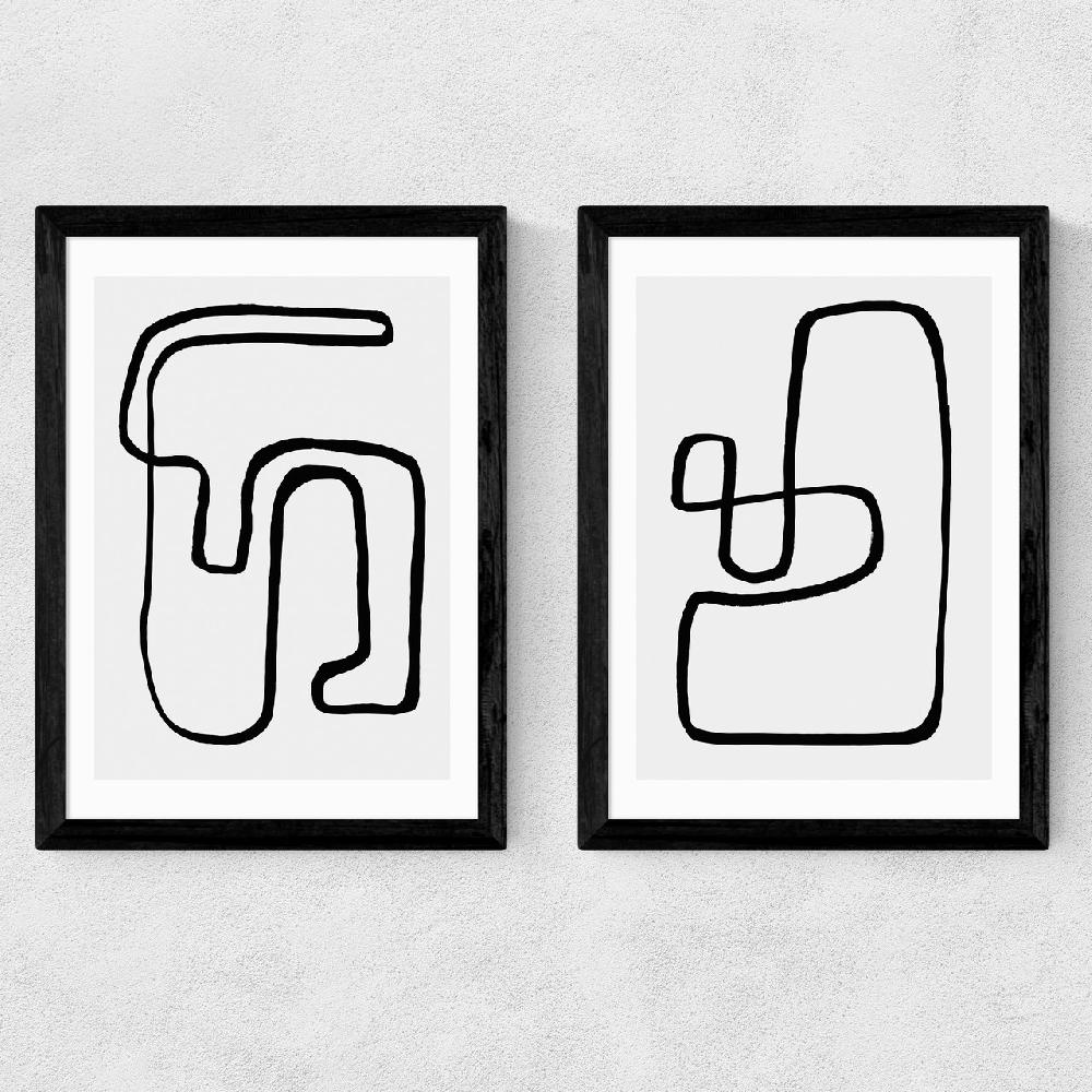 East End Prints Abstract Monochrome Diptych