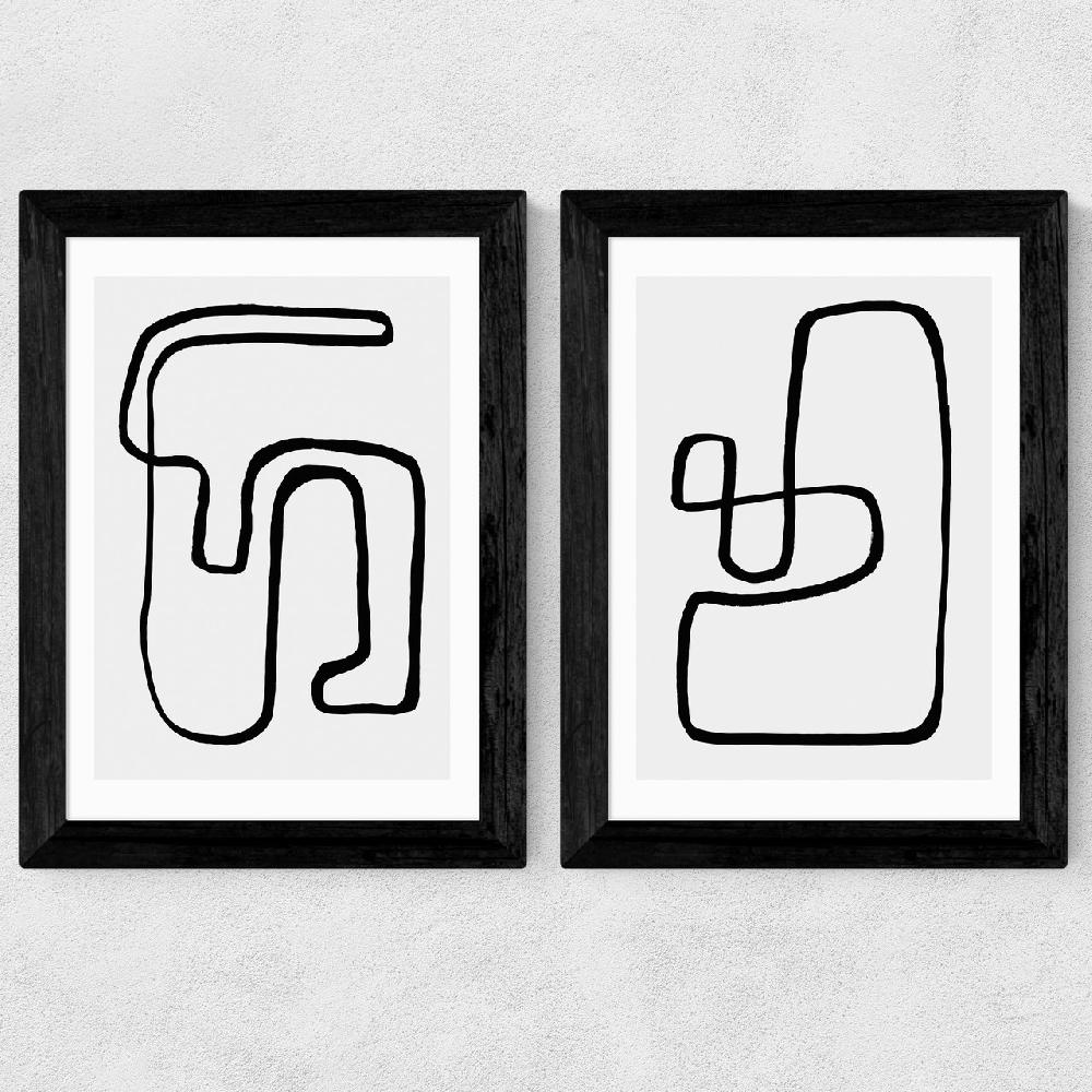 East End Prints Abstract Monochrome Diptych