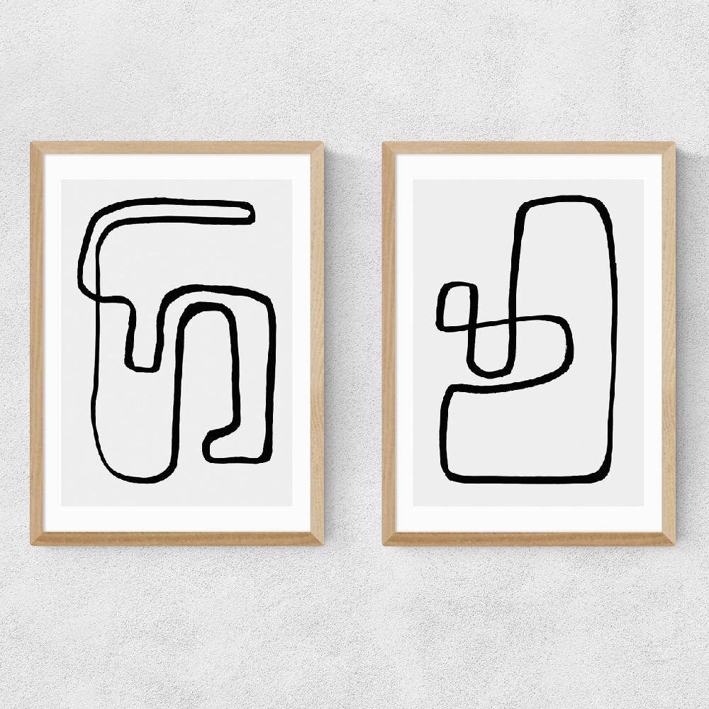 East End Prints Abstract Monochrome Diptych