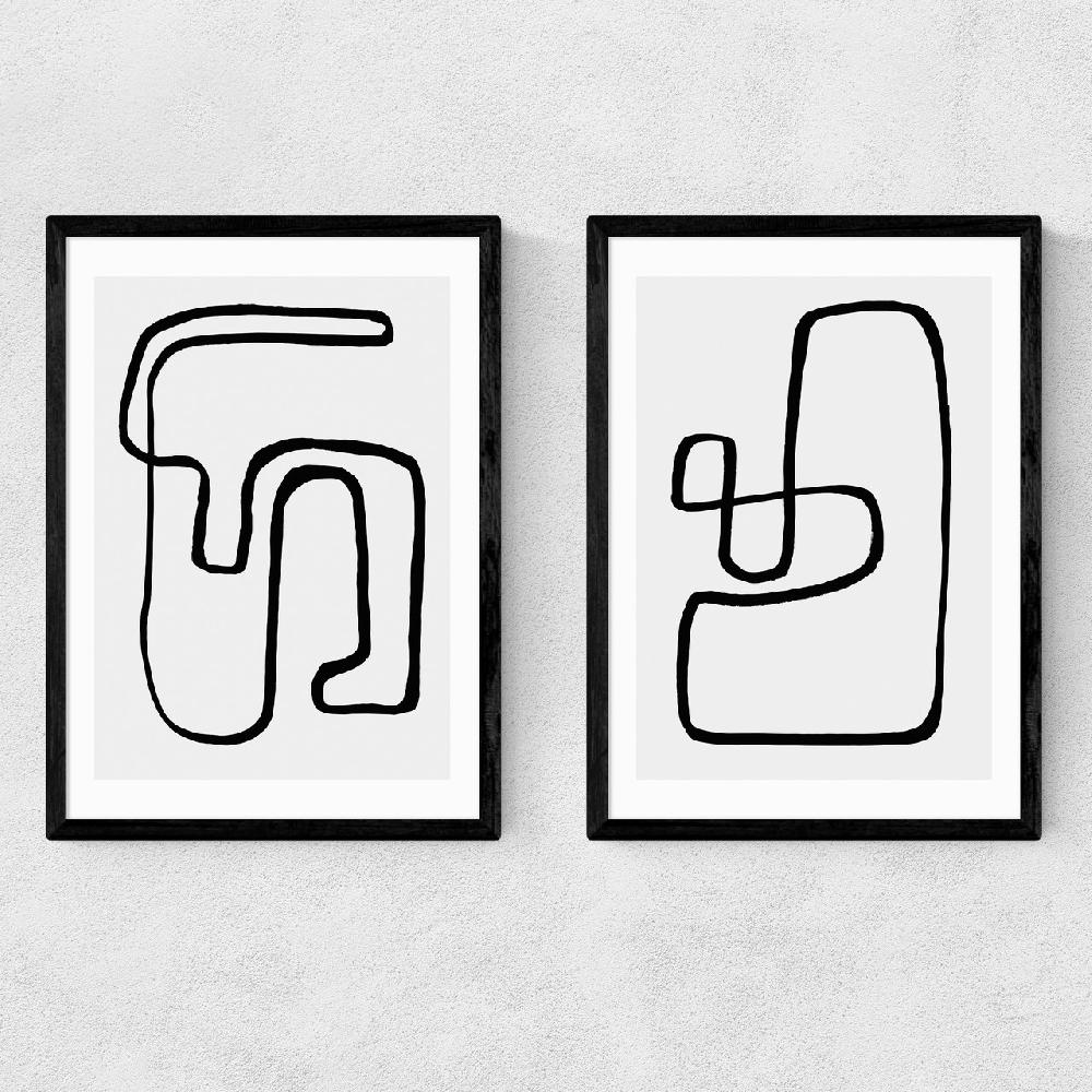 east end prints Abstract Monochrome Diptych