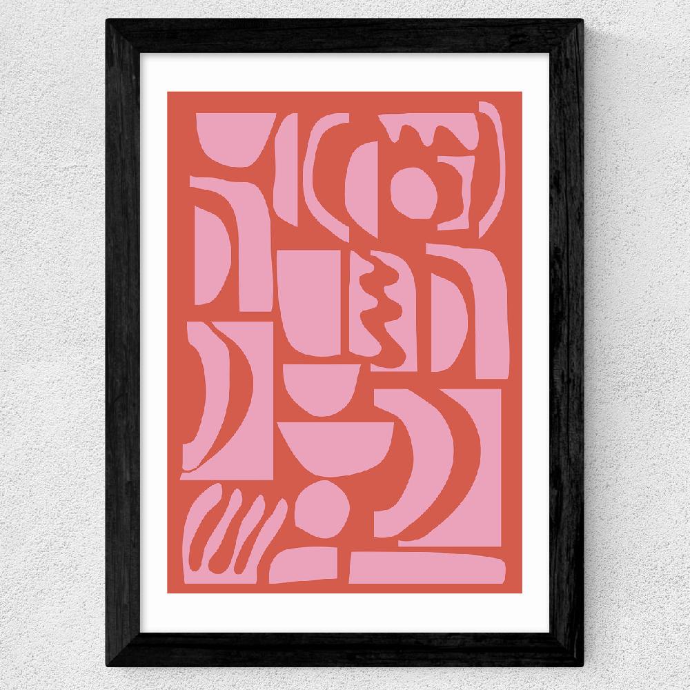 East End Prints Abstract Shapes 21 In Pink And Red
